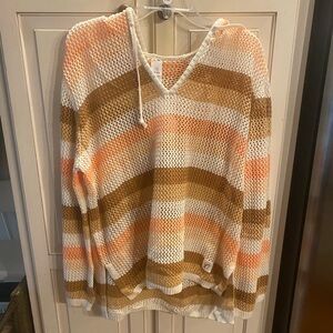 Striped V-Neck Women's Sweater or swim cover up bucees